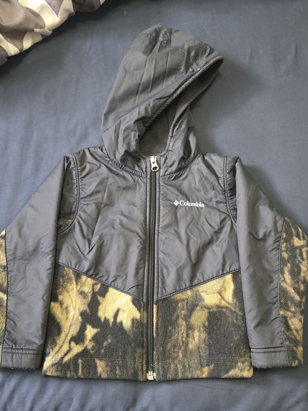 Columbia Black Jacket with Brown Camouflage Fleece